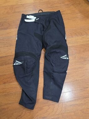 thor Black Motocross Pants with White Accents